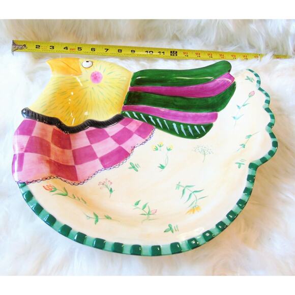 Fitz & Floyd Large SERVING PLATTER Chicken Bird Shaped Canapé Tray Turkey Plate! - Picture 3 of 6